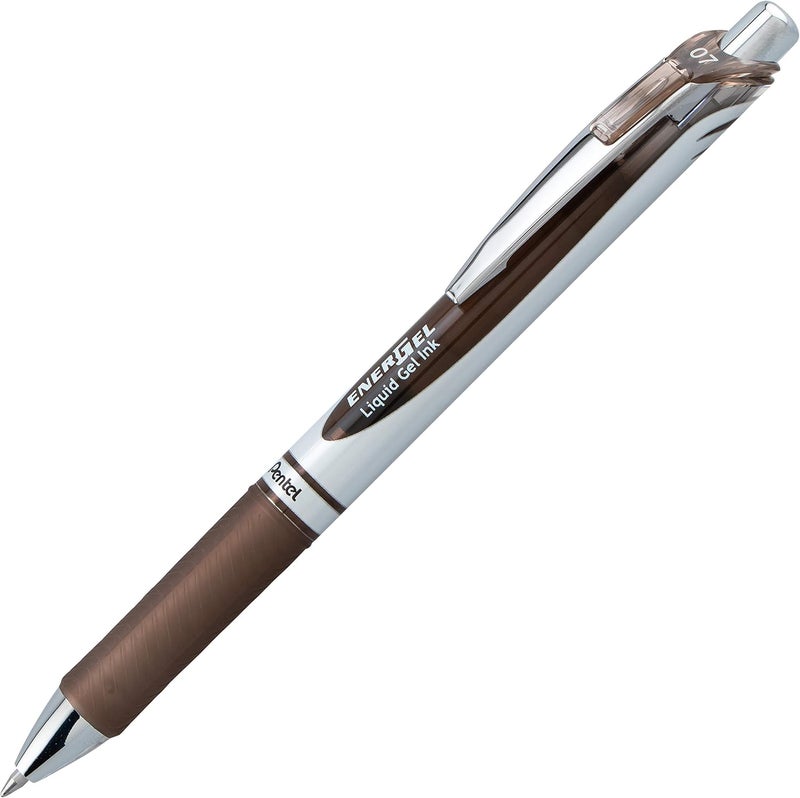 Pentel EnerGel RTX Retractable Liquid Gel Ink Pen, (0.7mm) Medium line, Sepia Ink, Box of 12 Pens (BL77-SP) - Image 2